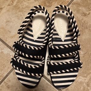 Copper Key Black and White Striped Sandals